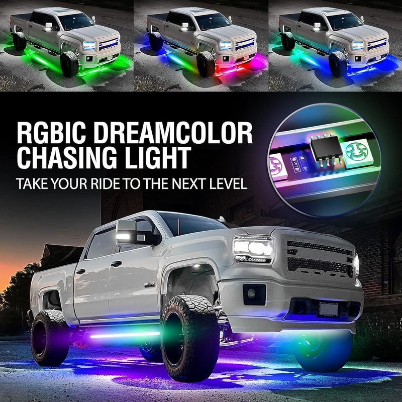 OPT7 Aura DreamColor Underglow Chasing Lights for Truck w/APP & Remote Control, Waterproof Rigid Aluminum LED Light Bar, Exterior Neon Accent Underbody RGBIC Lighting Kit, Multicolor Music Mode, 12V - Image 4